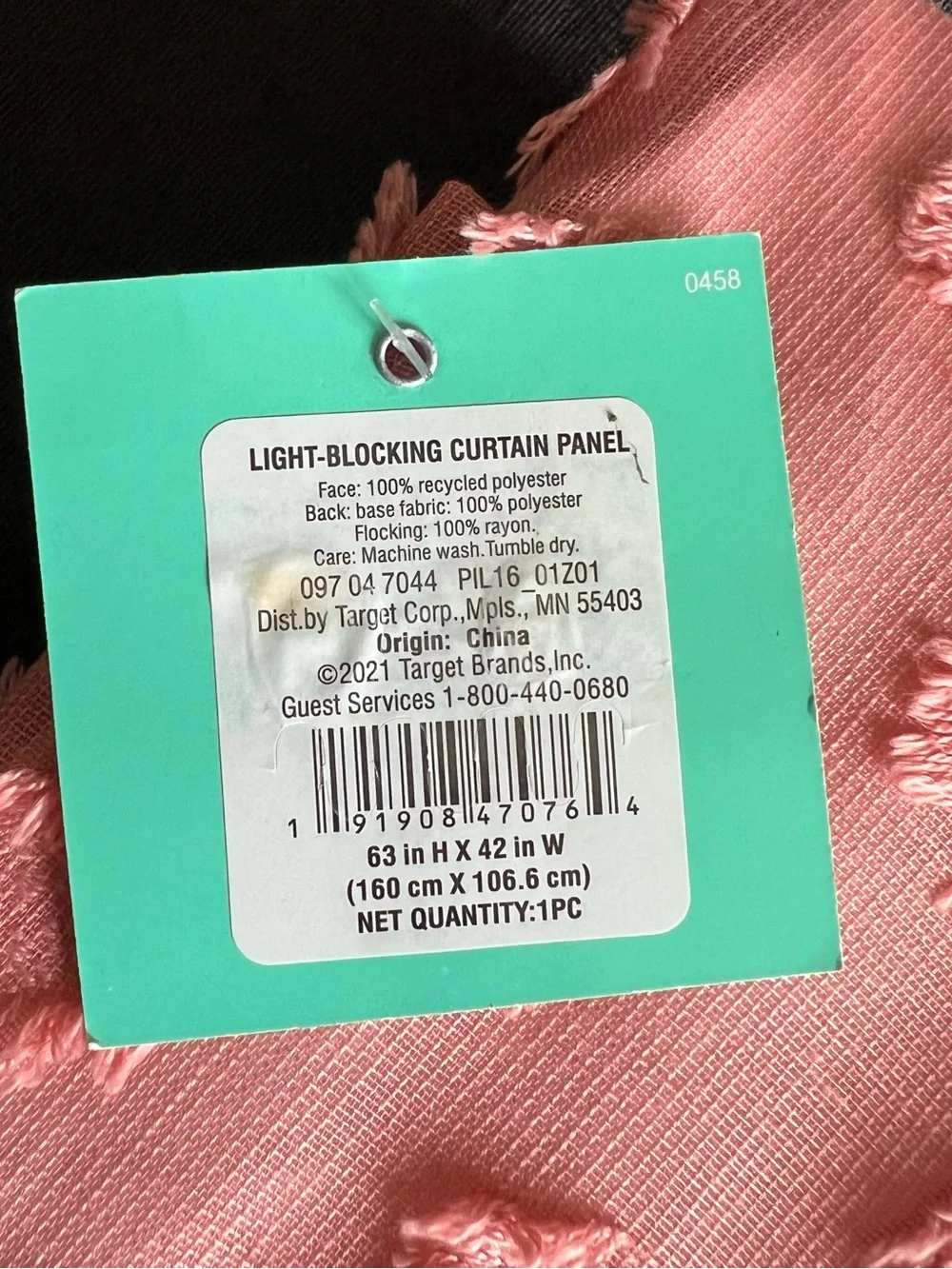 NWT Pillowfort Light Blocking Clipped Dot Curtain Panel 63”x42”